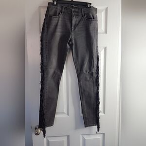 Express Black Skinny Fringe Jeans
